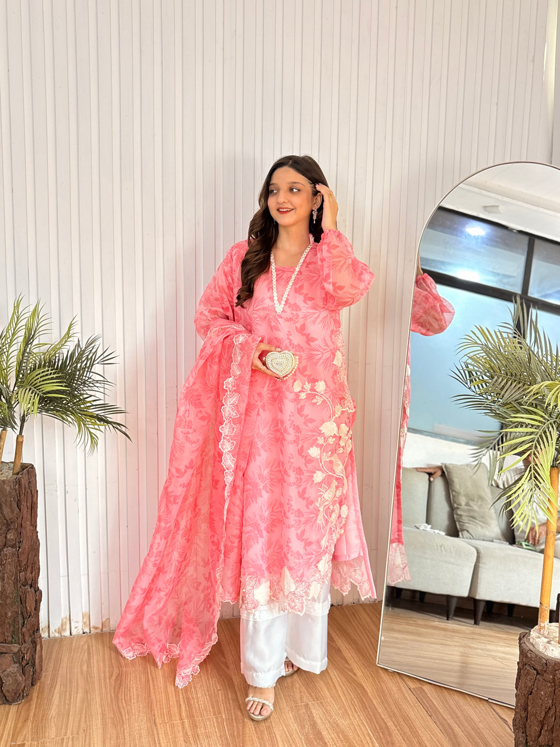 Mahira khan blush pink organza