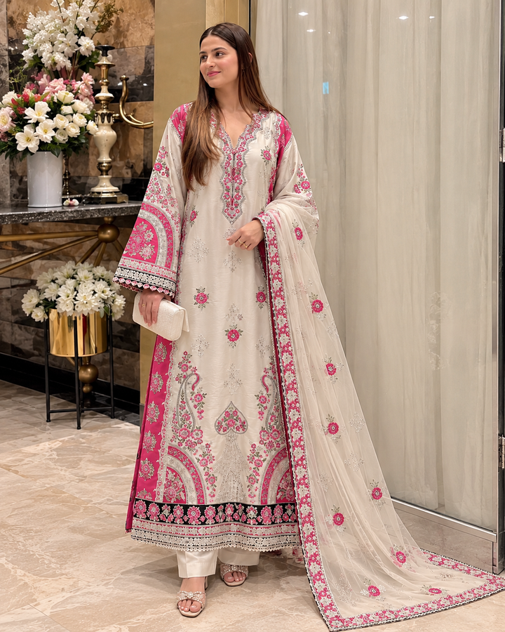 Ivory Fuchsia - Kaftan pret