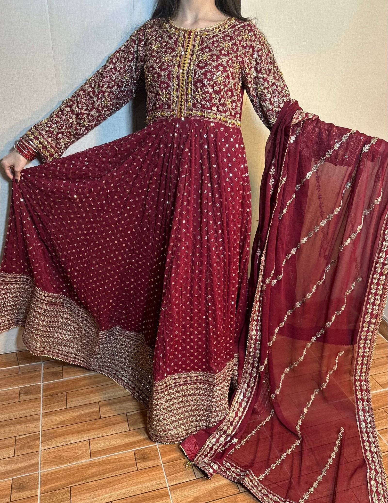 MAROON MAXI CHIFFON BATOOL