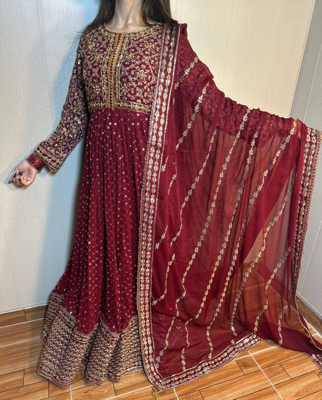 MAROON MAXI CHIFFON BATOOL