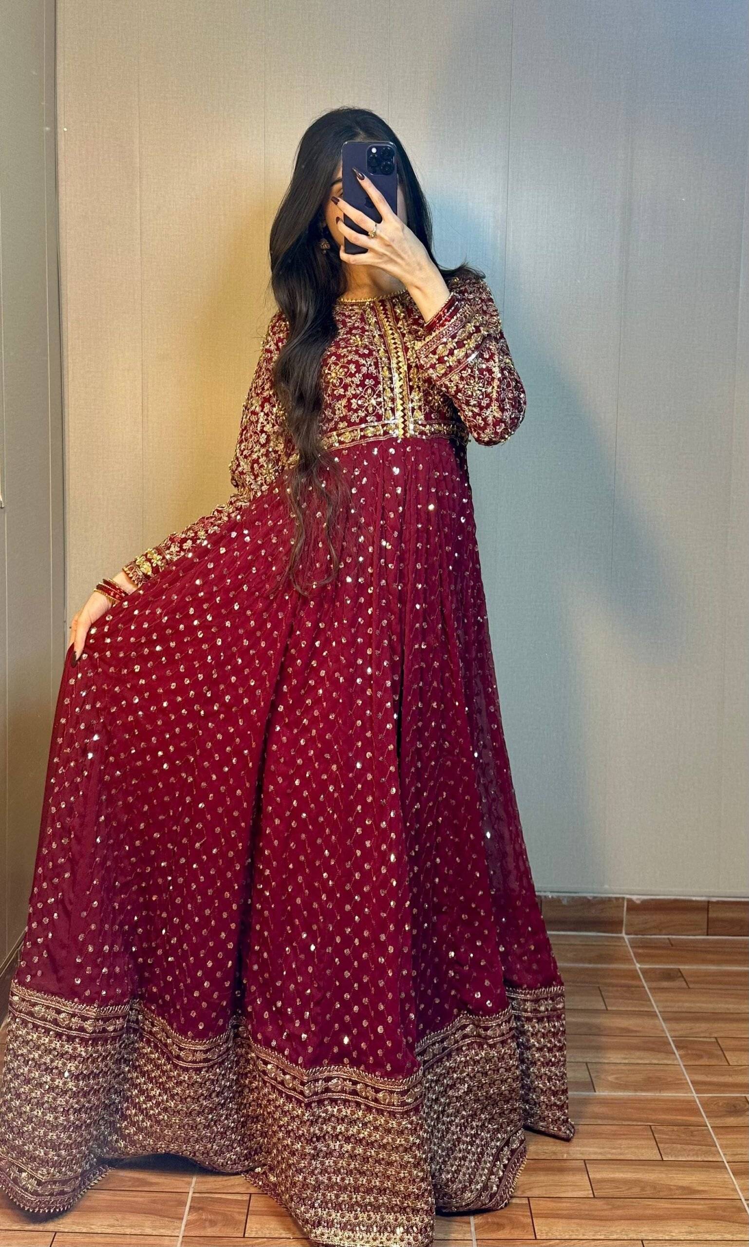 MAROON MAXI CHIFFON BATOOL