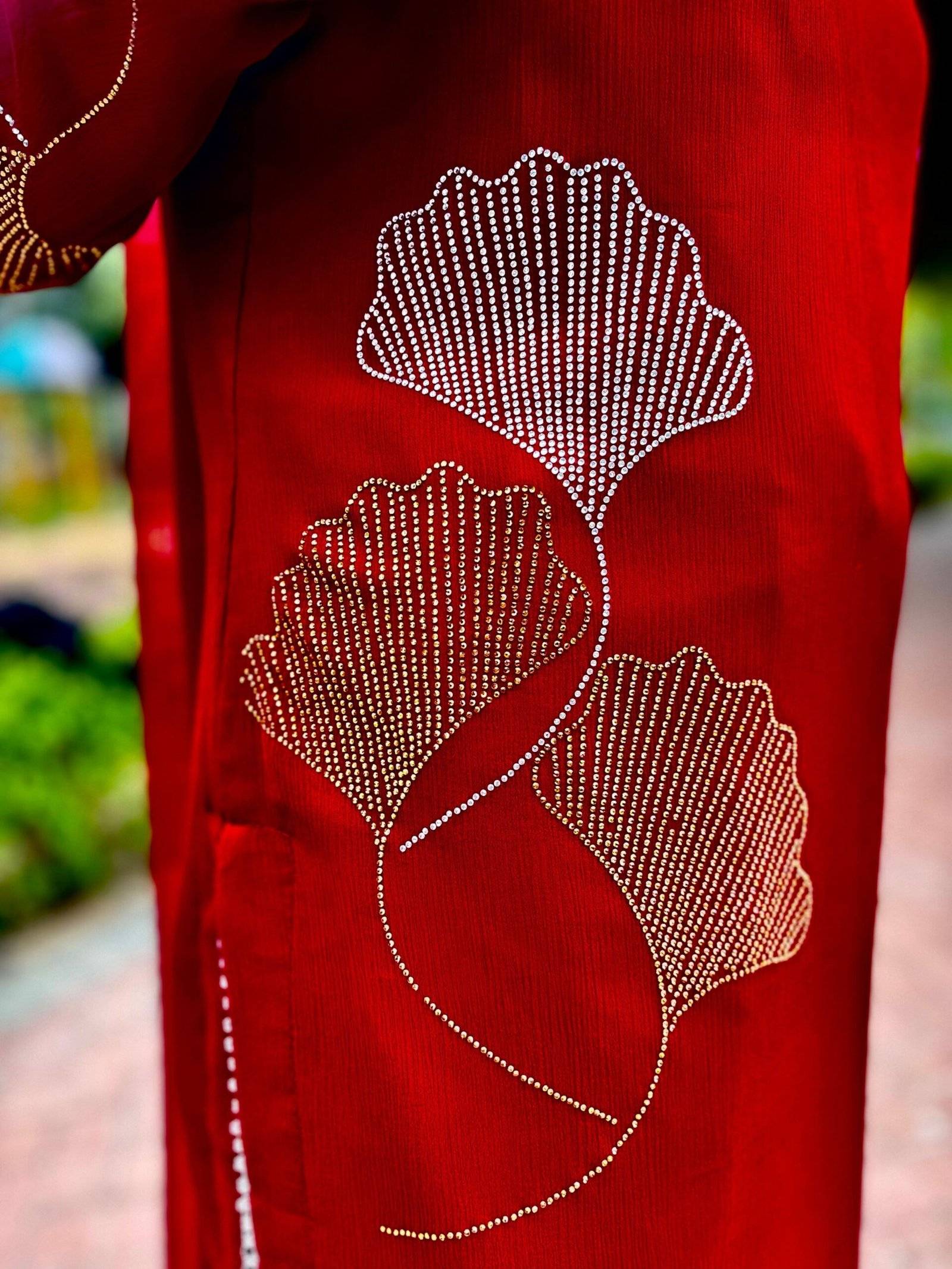 Maroon Chiffon Iron stone Partywear