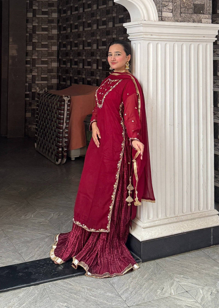 Maroon Chiffon Crush Ensemble