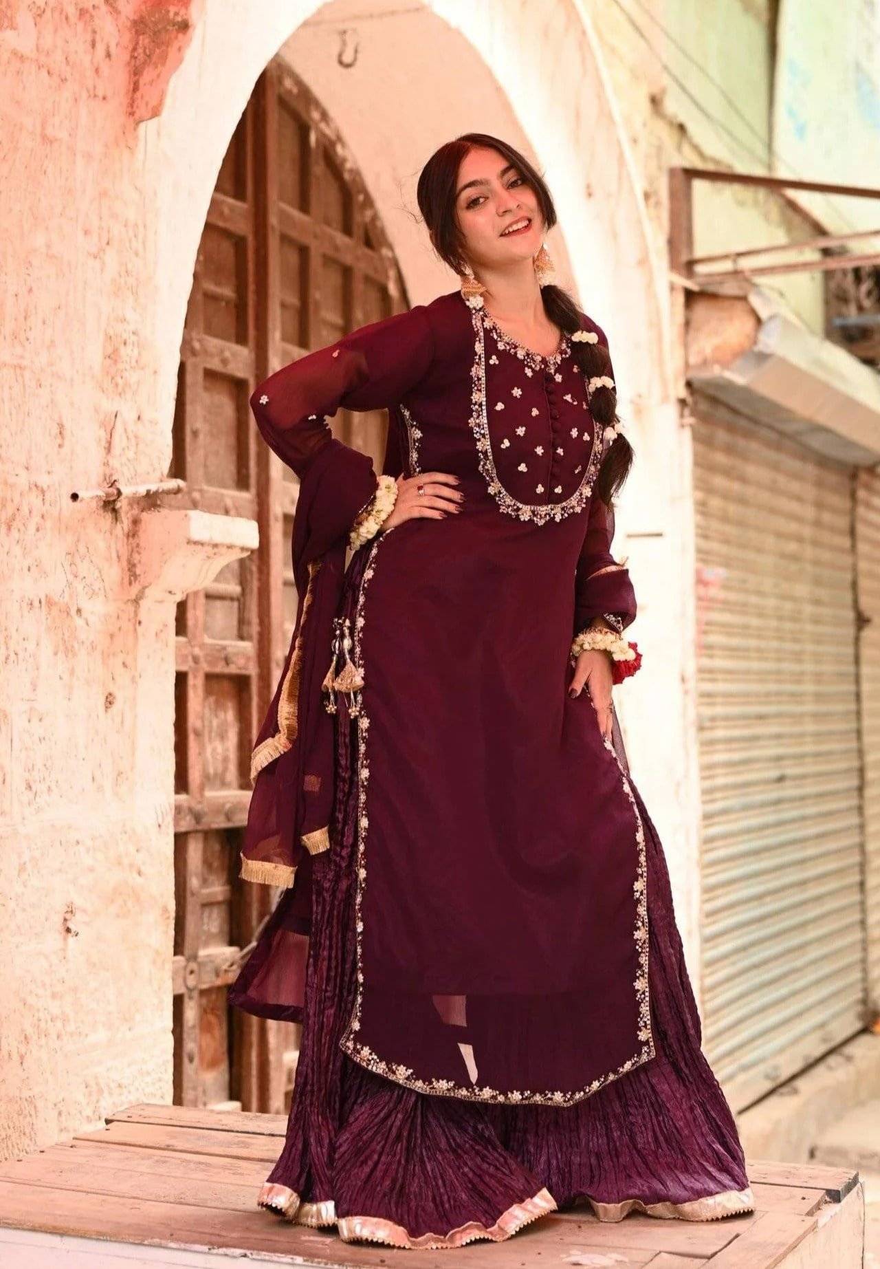 Royal Dark Purple Chiffon Crush Ensemble