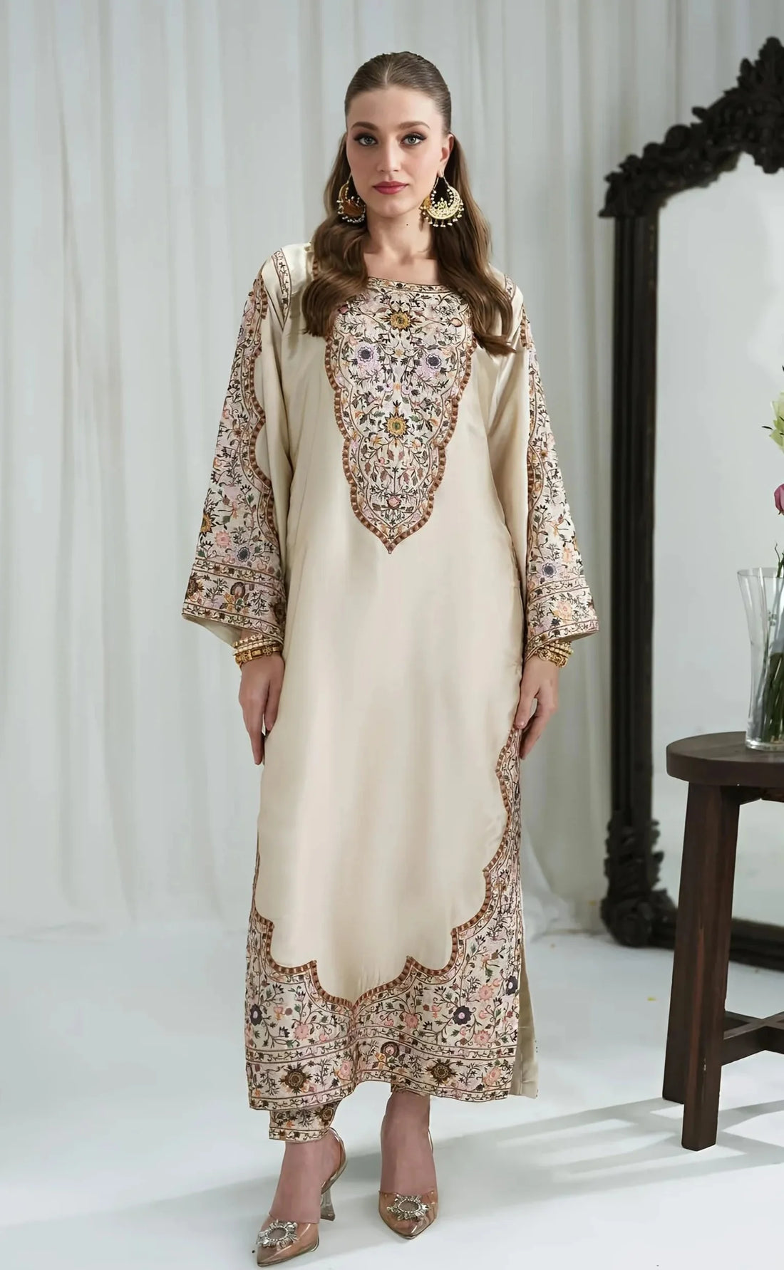 printed creamy silk