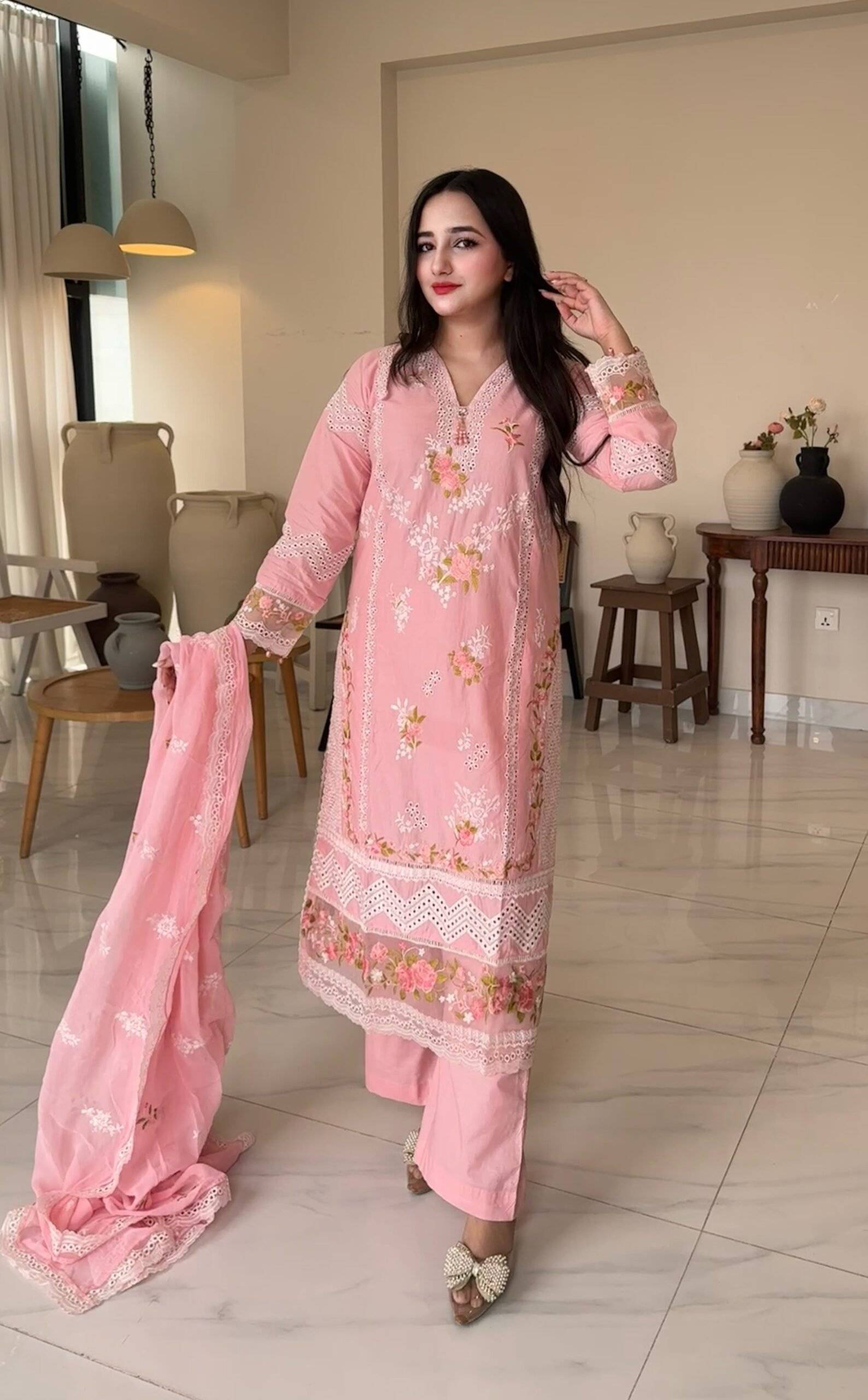 Baby Pink Chikankari Imaan Masterpiece