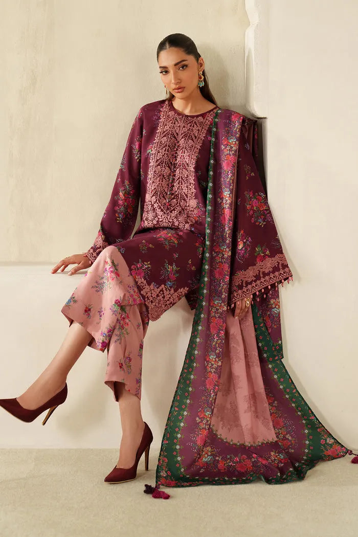 Baroque Lawn dupta - burgundy