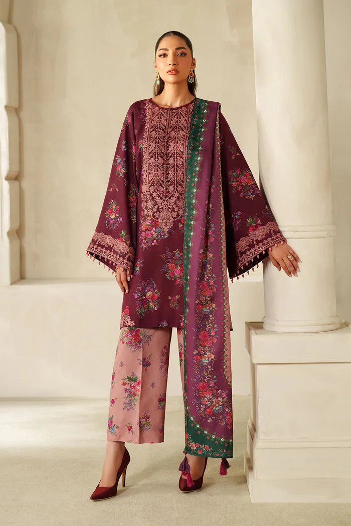 Baroque Lawn dupta - burgundy