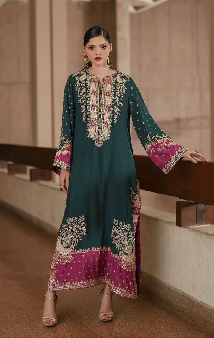 Ethnc kaftan | Zinc green