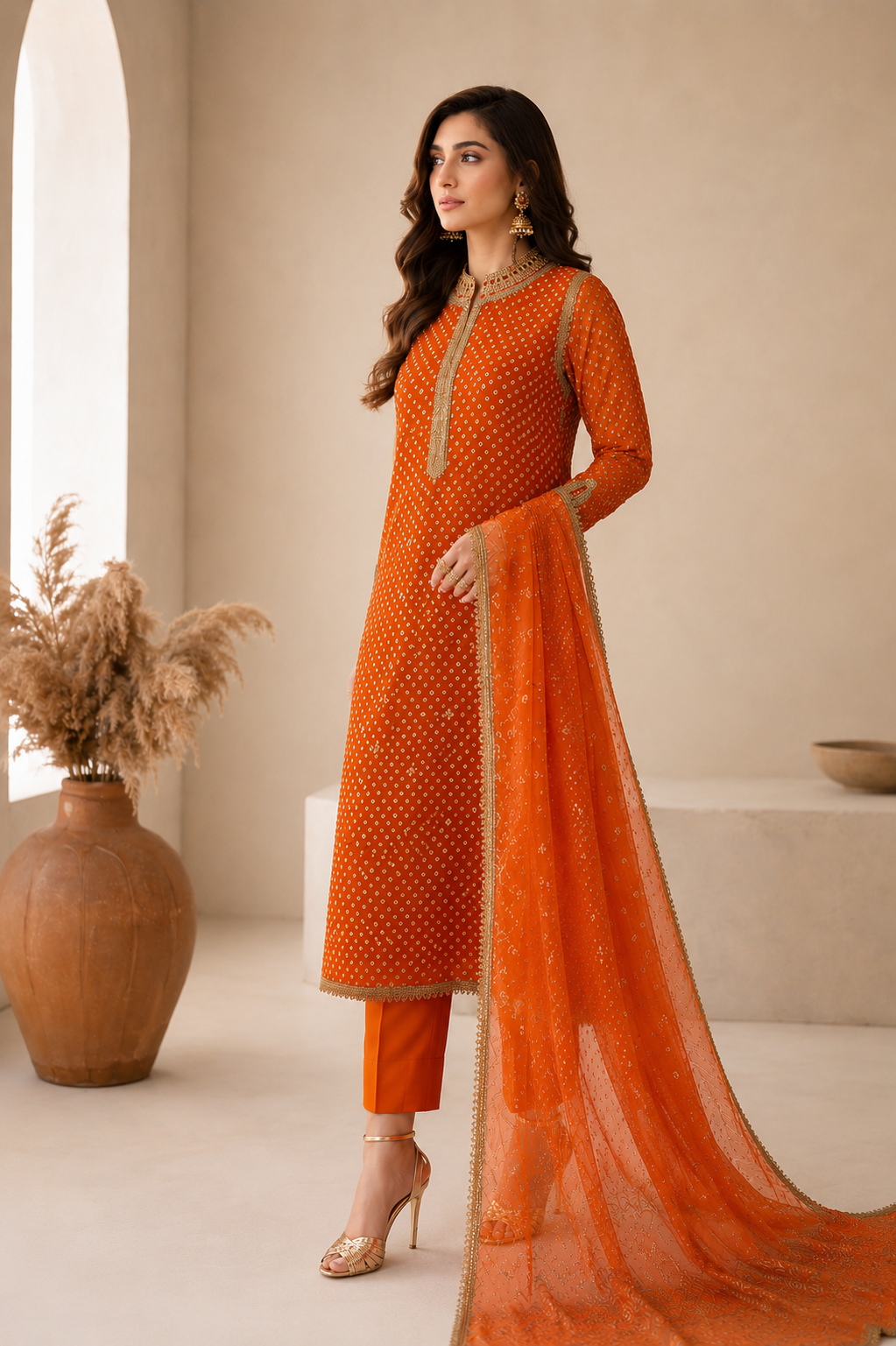 Baroque Swiss -orange chunri