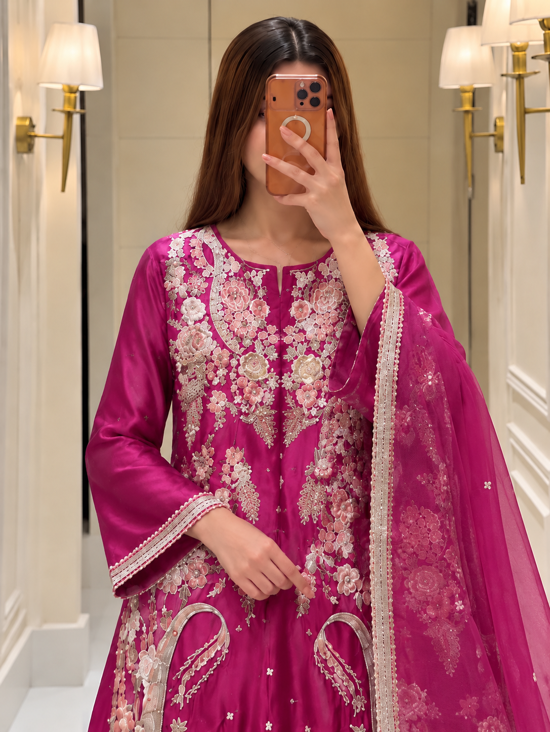 Magenta - Long falls kaftan