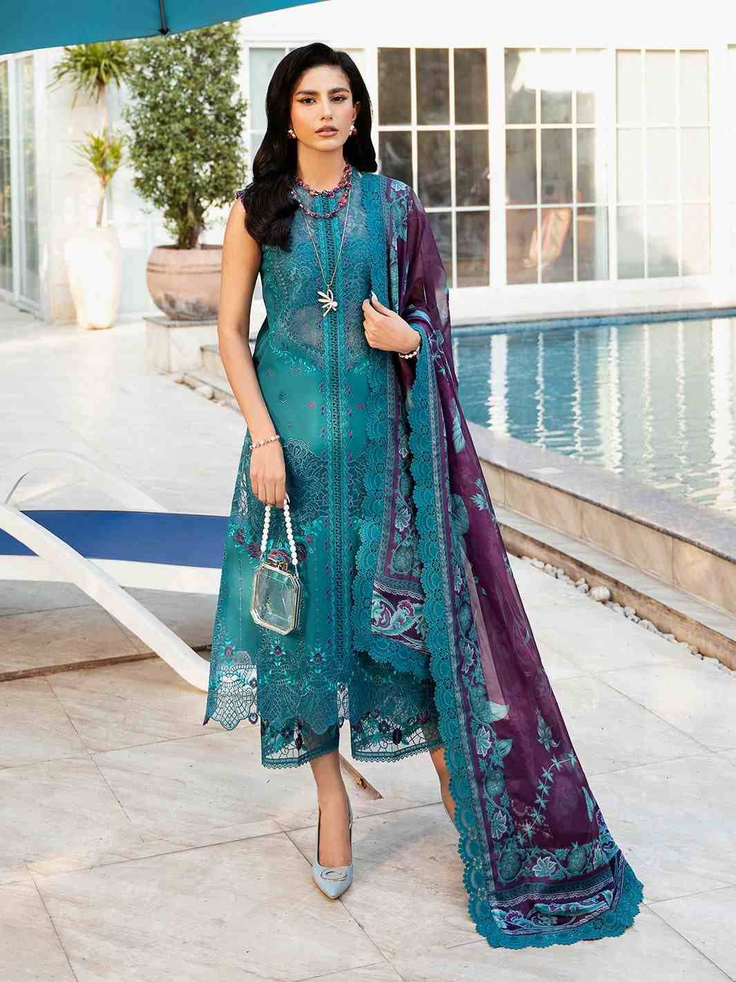 BIN ILYAS - LAWN -Teal leaf