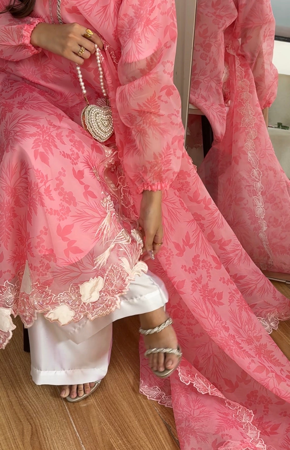 Mahira khan blush pink organza