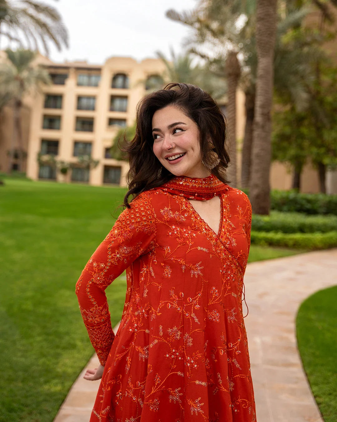 Faiza saqlain Lawn | burnt orange