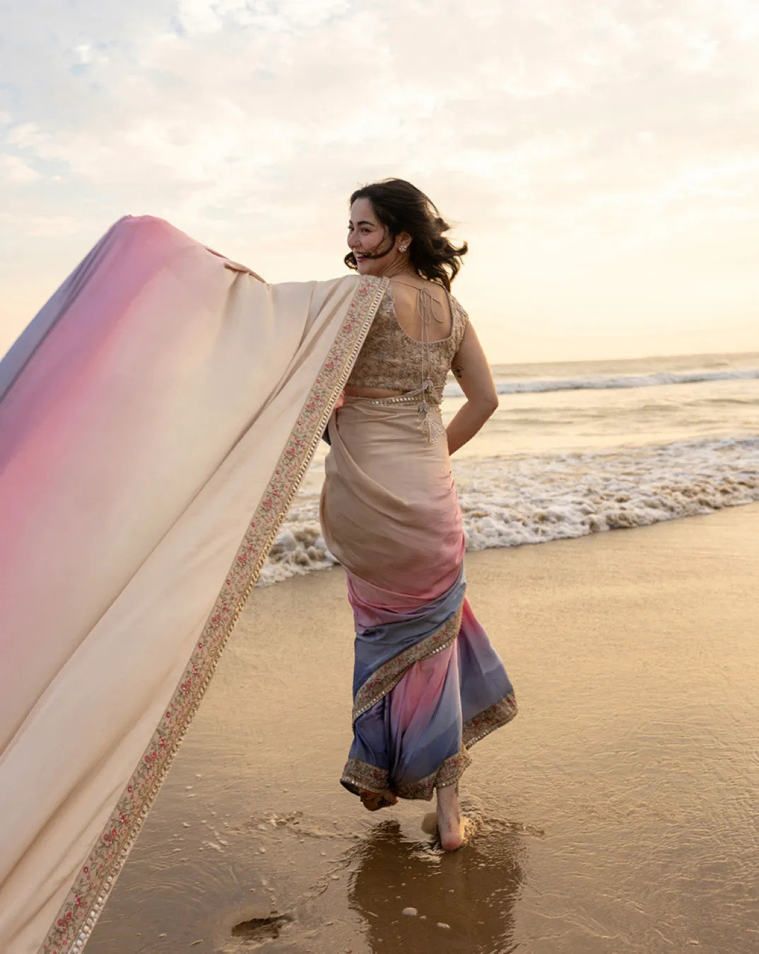 Faiza saqlain | creamy ombre Saree