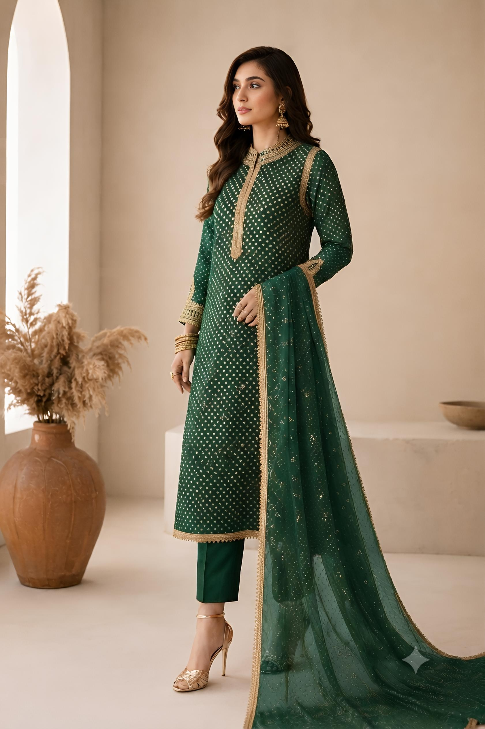 Baroque Swiss - green chunri