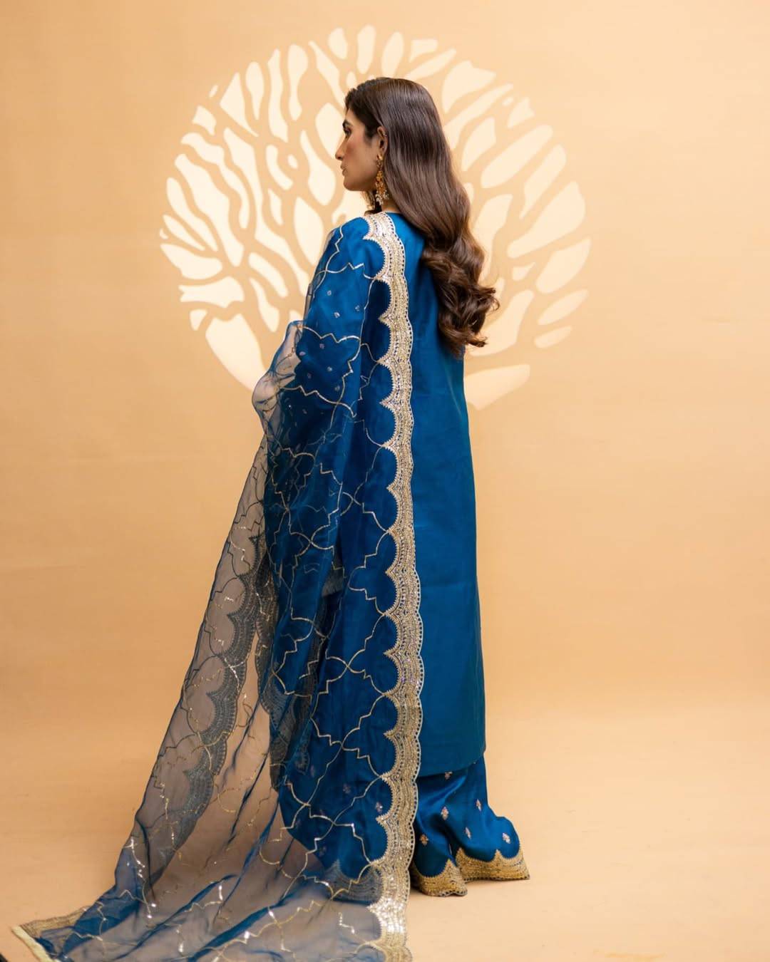 Exquisite Teal Kattan Silk Ensemble