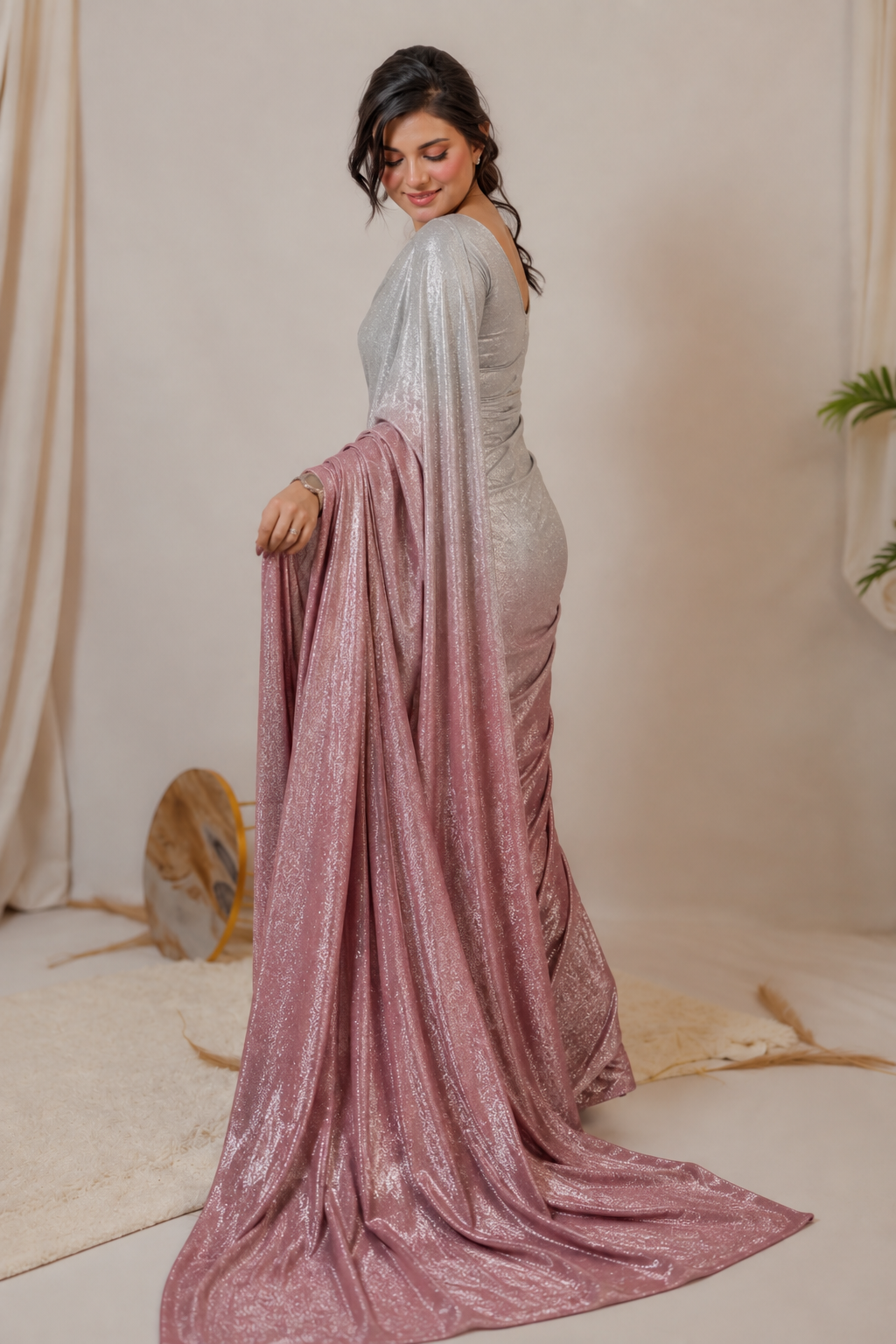 Moonlight - dusky-rose Saree