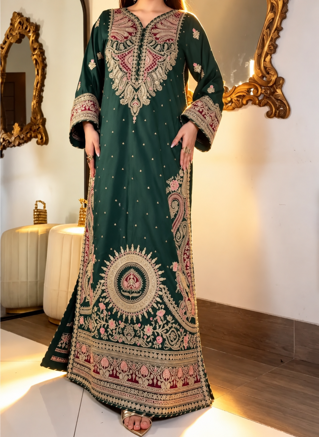 Ethnc - kaftan - Bottle green 03