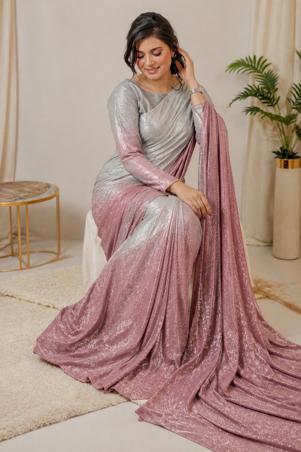 Moonlight - dusky-rose Saree