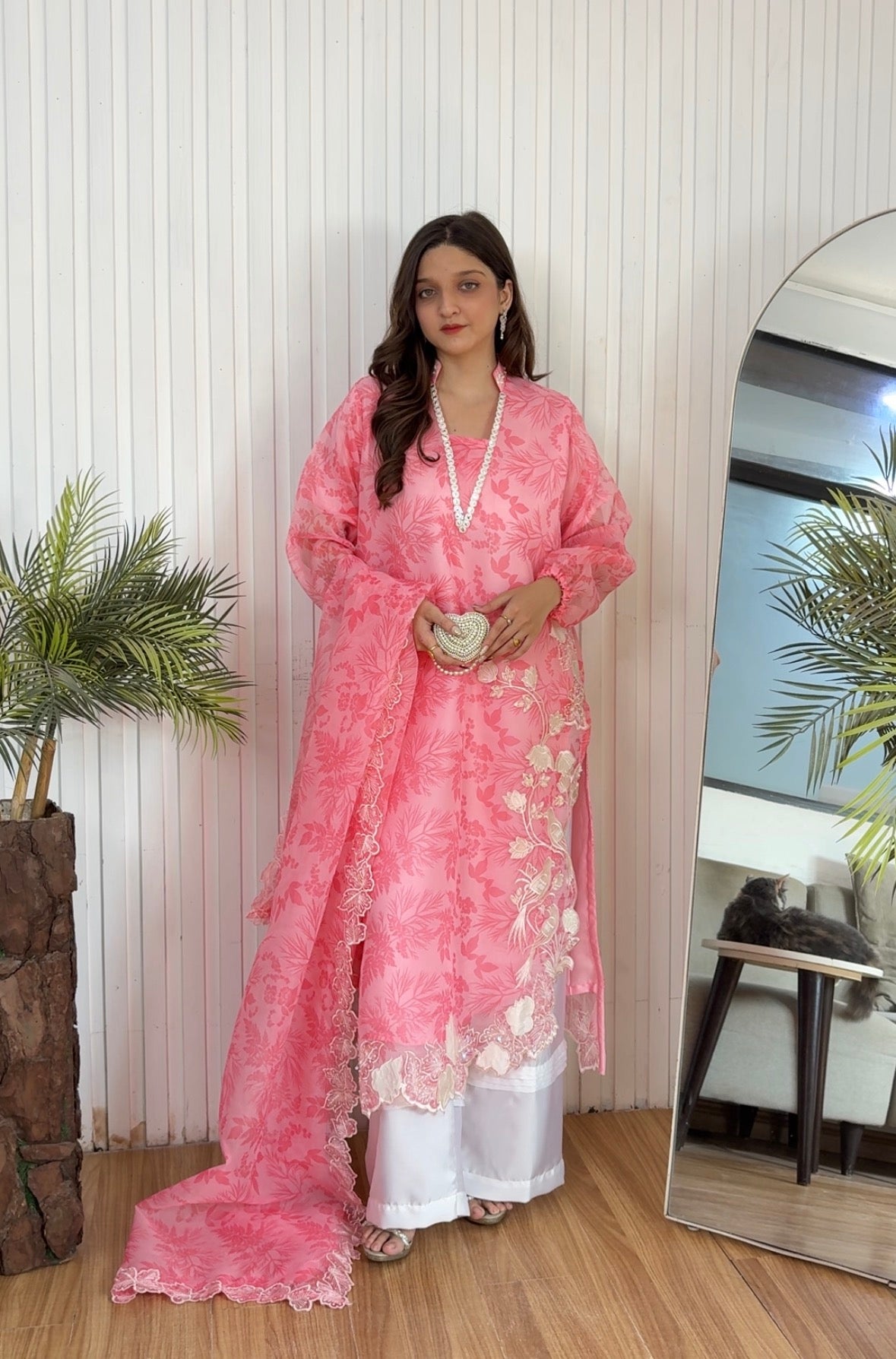 Mahira khan blush pink organza