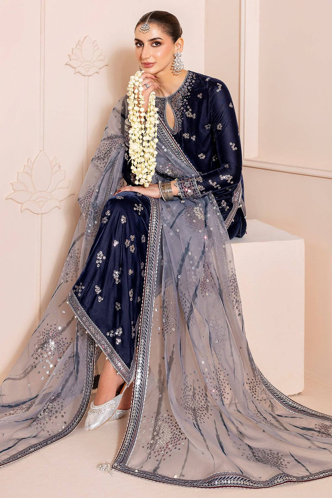 JAZMIN Velvet - Blue sew