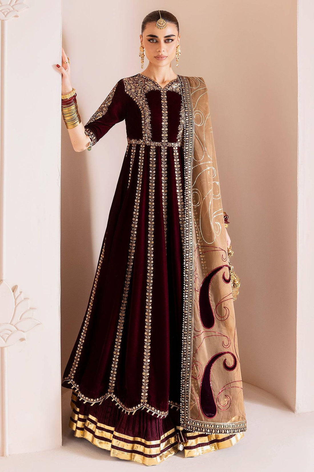 JAZMIN VELVET - Maroon Maxi D12