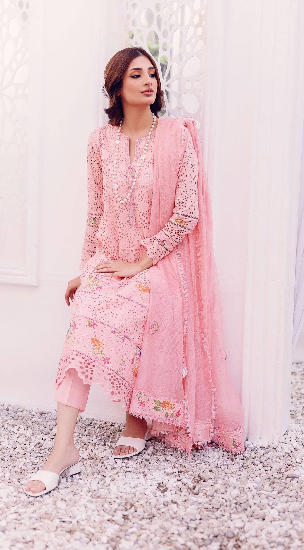 SABEEN ABBAS LAWN - Dove Pink