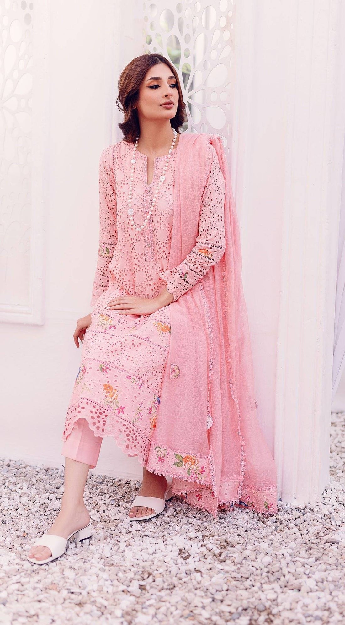 SABEEN ABBAS LAWN - Dove Pink
