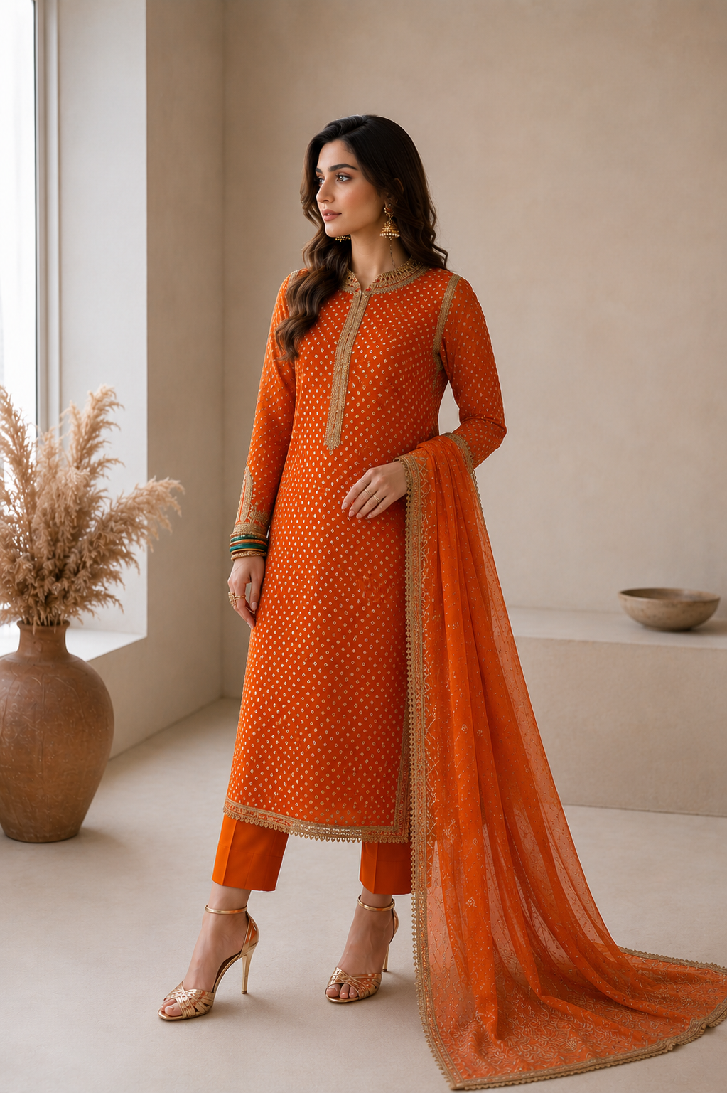 Baroque Swiss -orange chunri