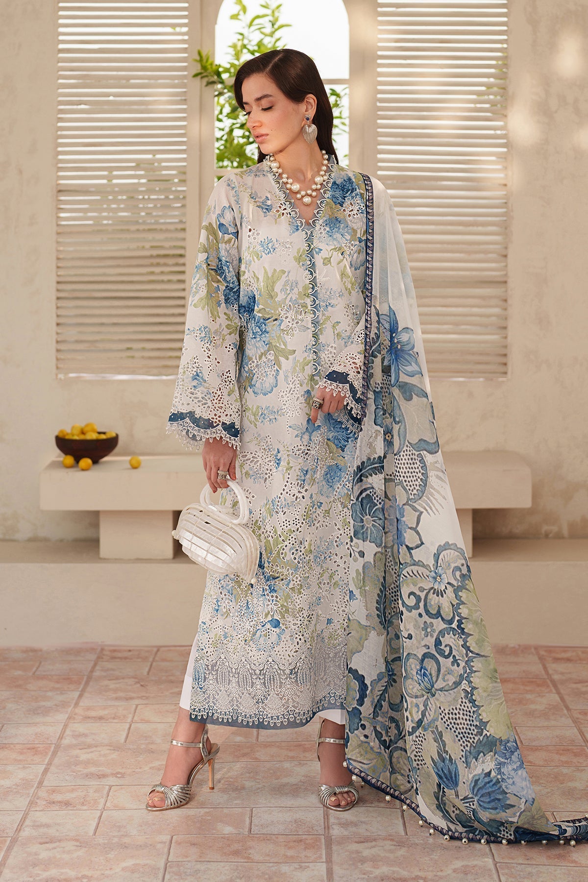 Baroque Lawn - blue orchids