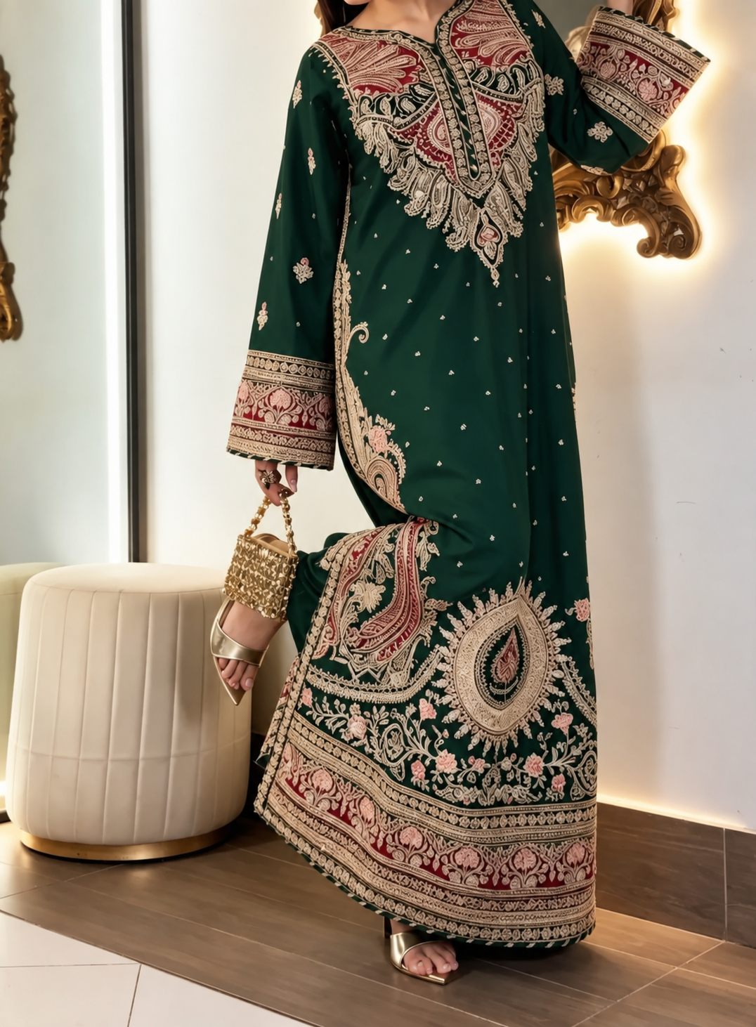 Ethnc - kaftan - Bottle green 03