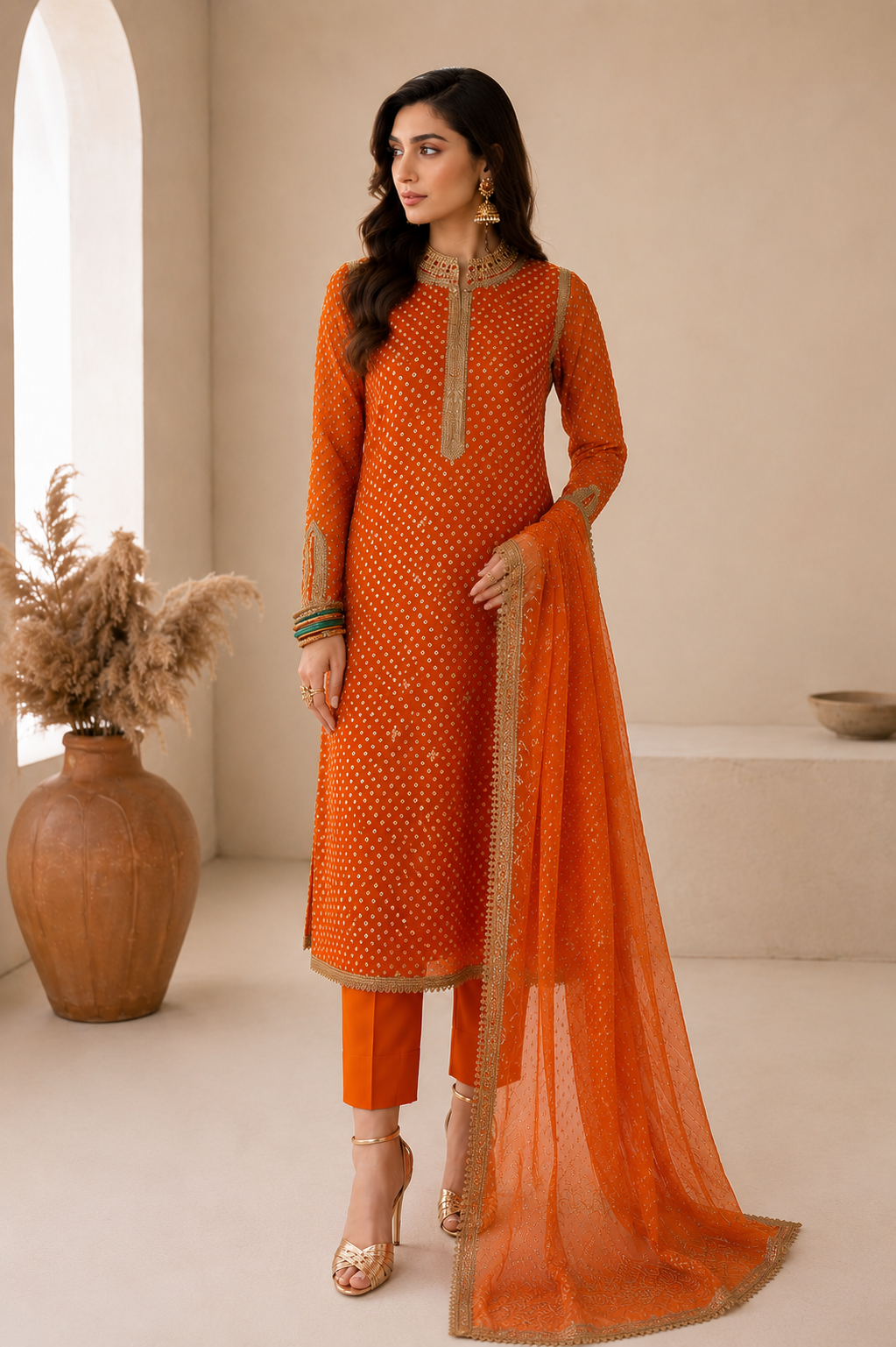 Baroque Swiss -orange chunri