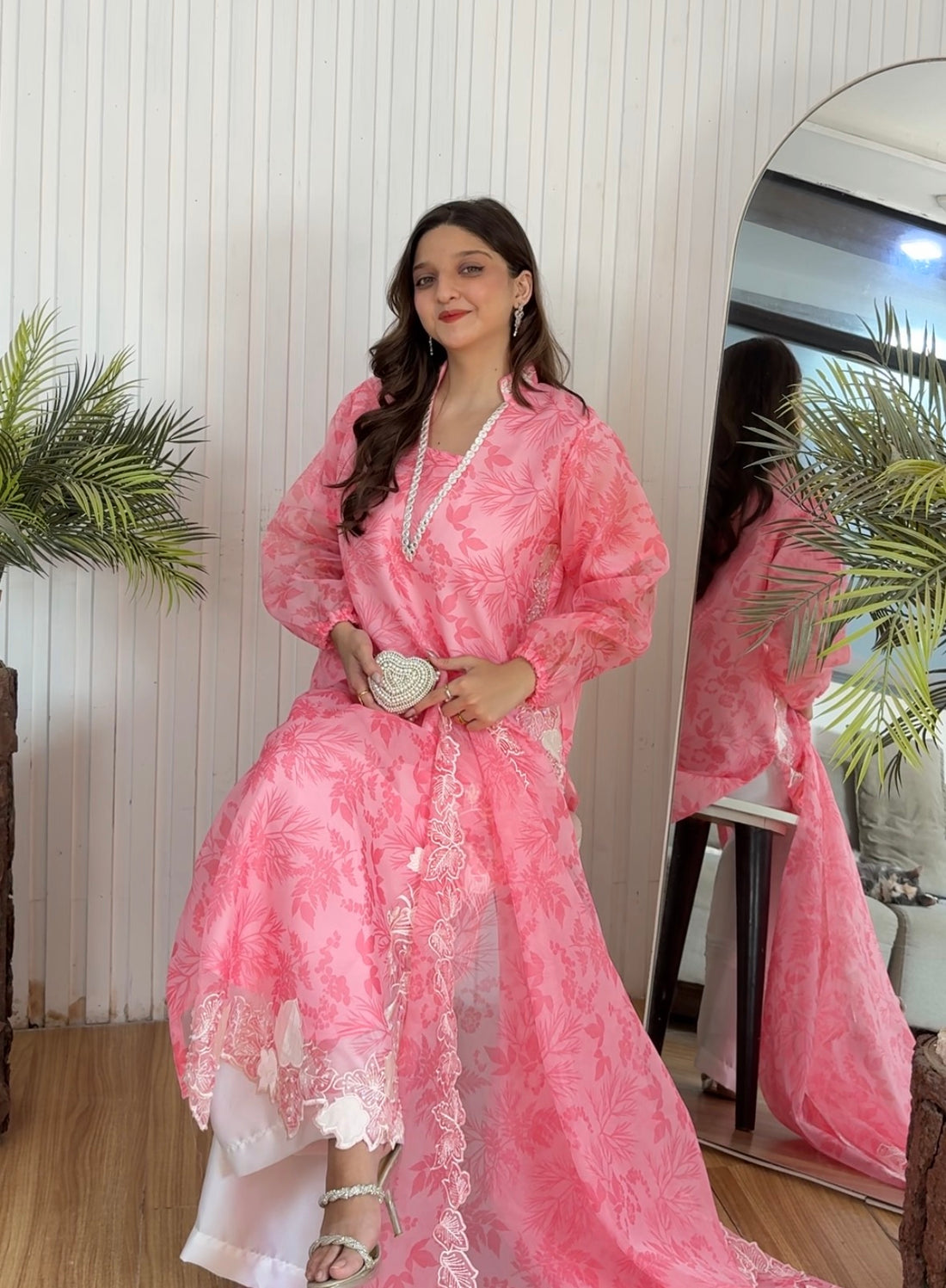 Mahira khan blush pink organza