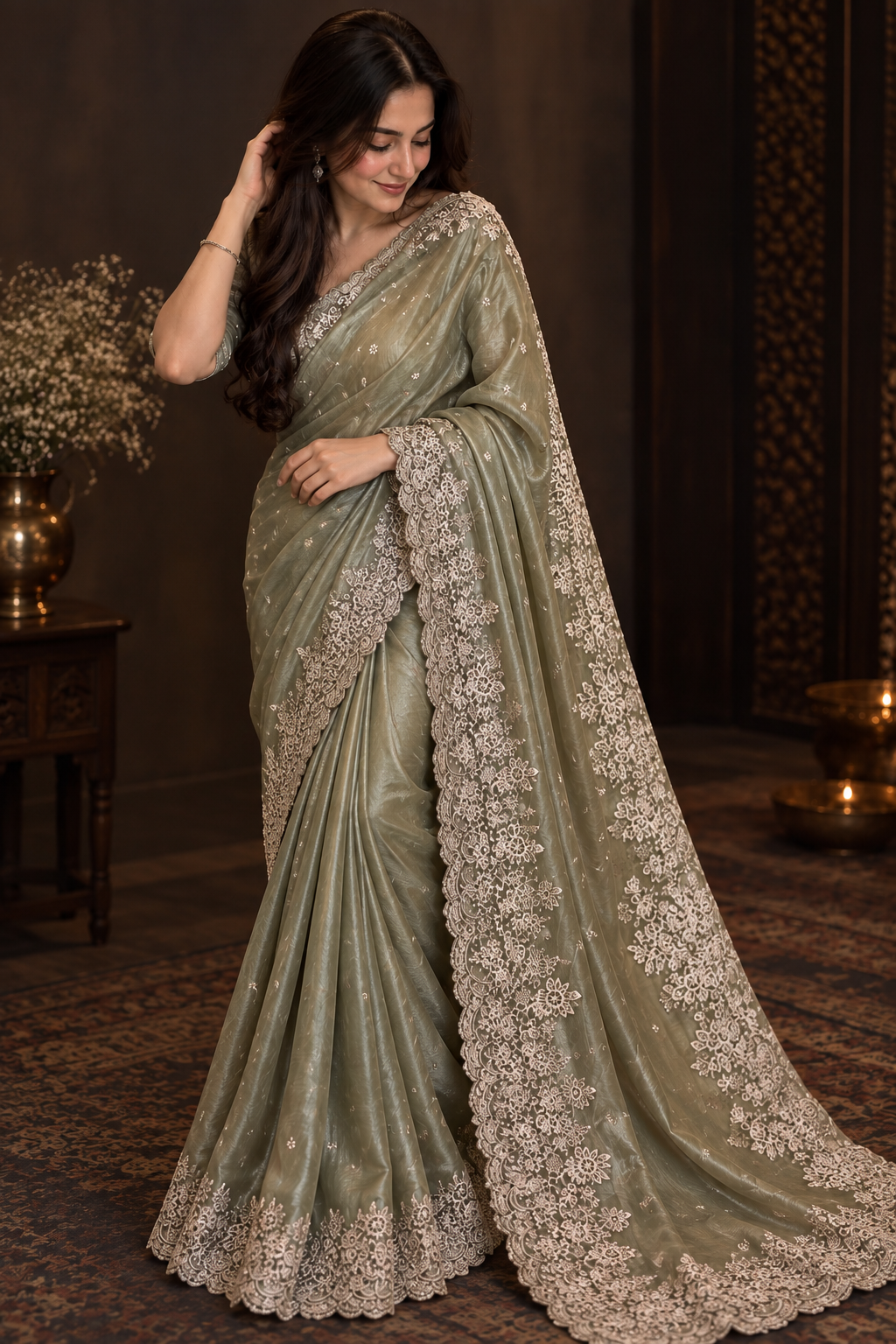 Sage Green saree