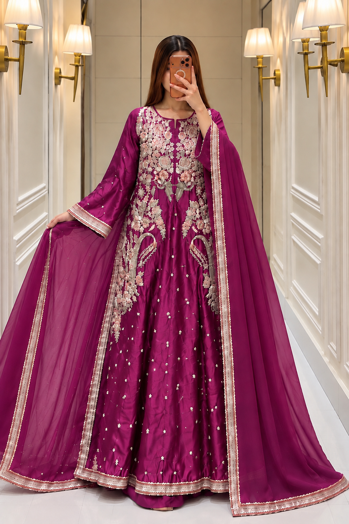 Magenta - Long falls kaftan