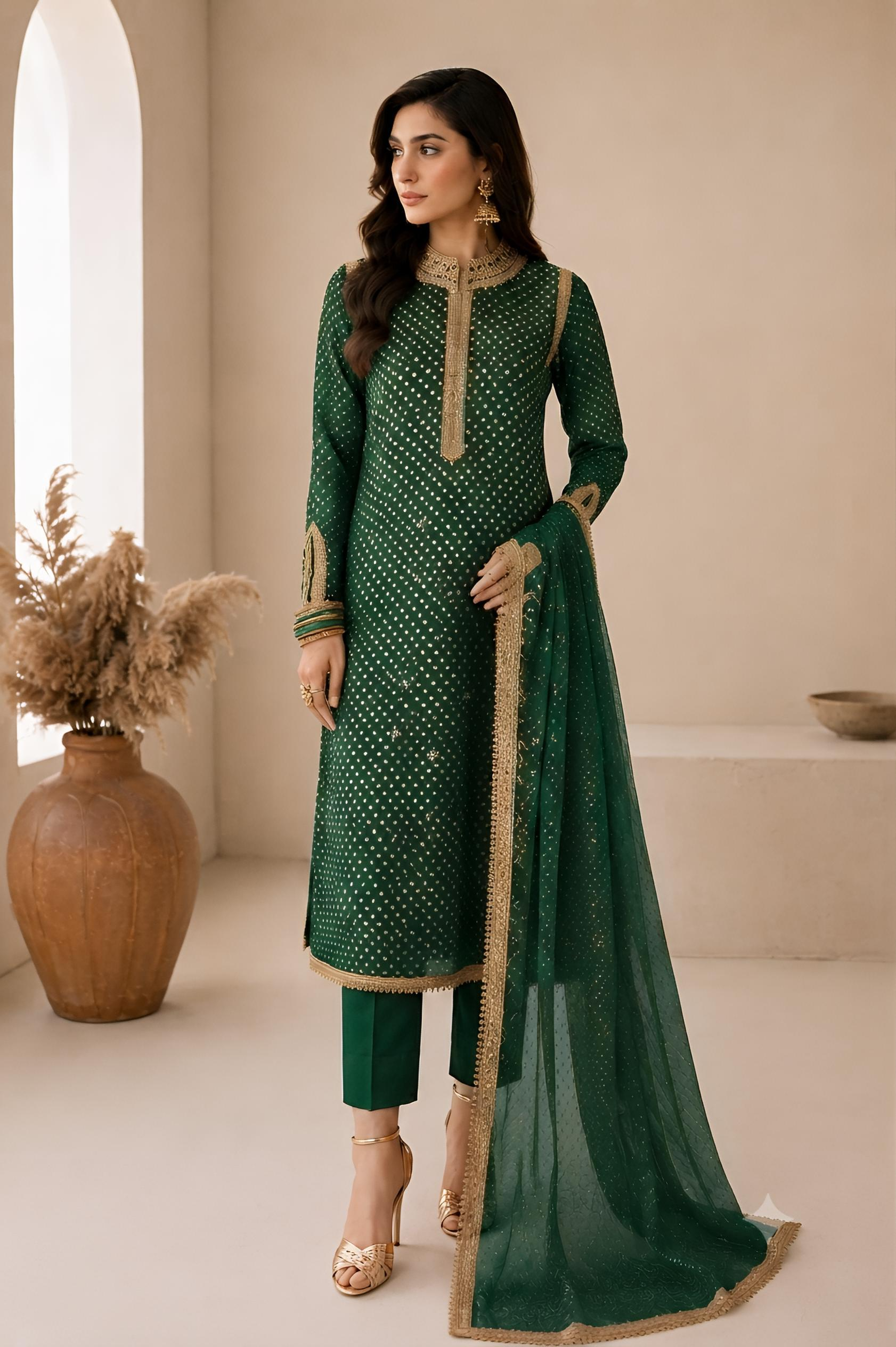 Baroque Swiss - green chunri