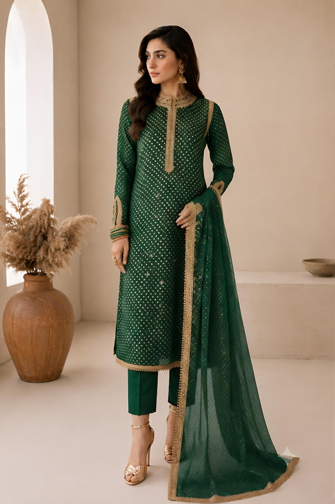 Baroque Swiss - green chunri