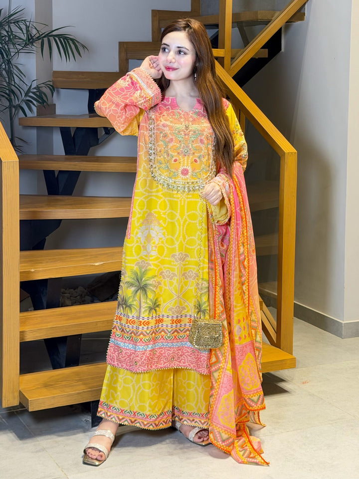 Soft silk yellow chunri