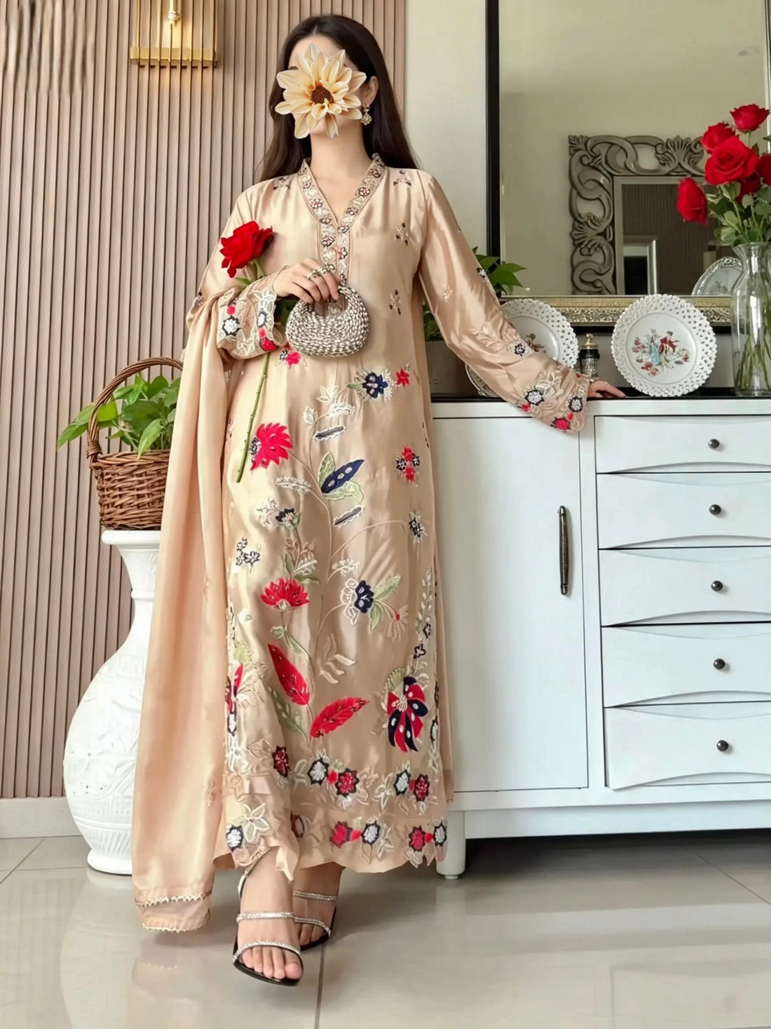 Noor e gul golden kaftan