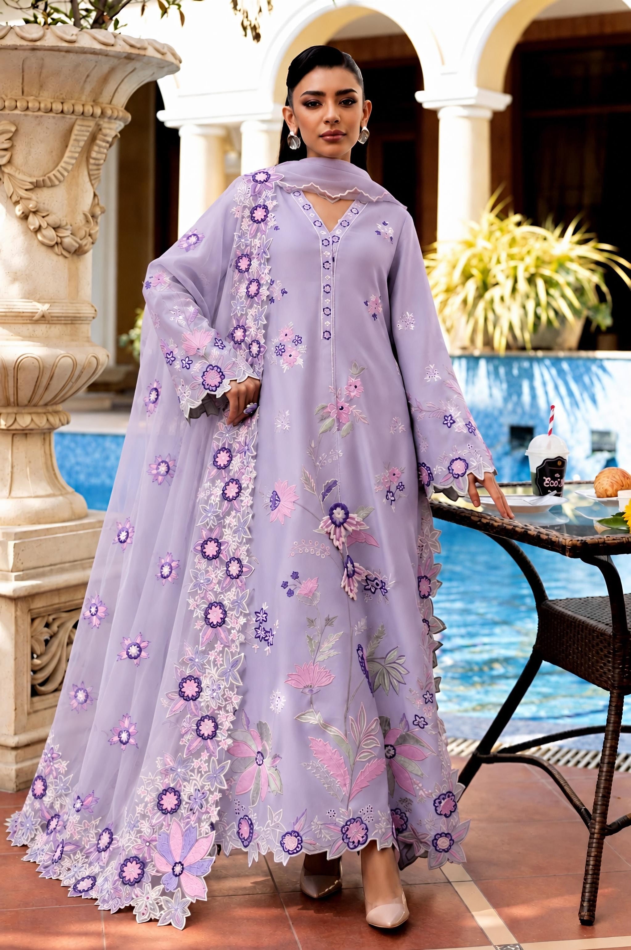 Kaftan - Floral lilc