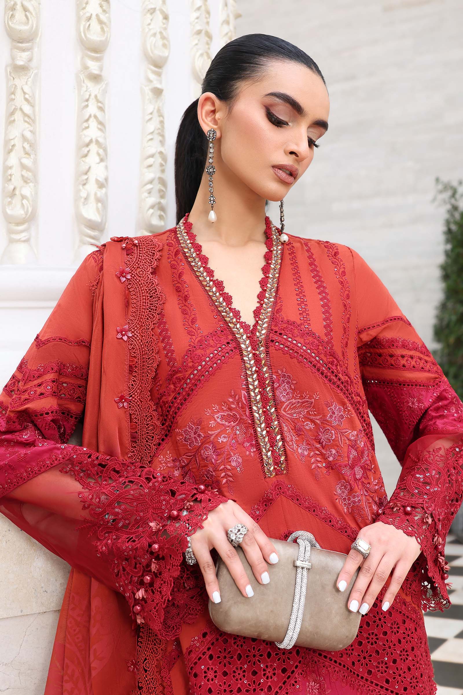 Maria.B Lawn - Tangerine pink