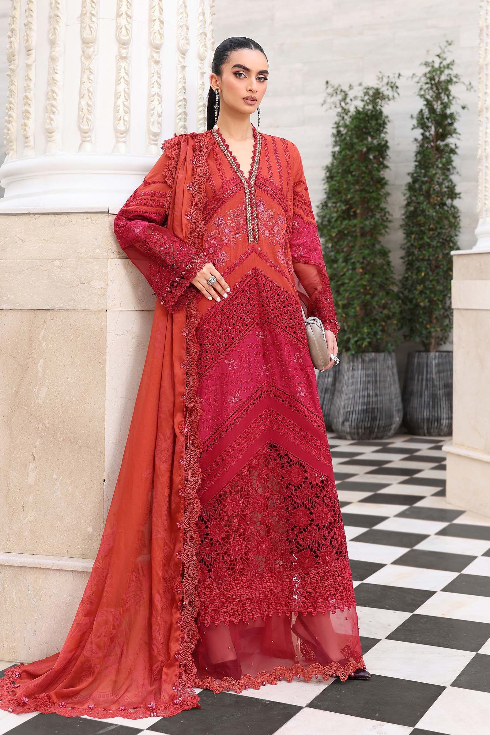 Maria.B Lawn - Tangerine pink