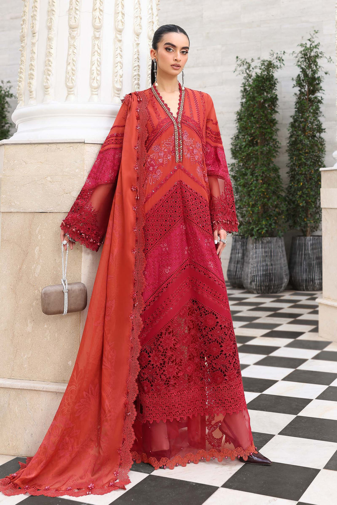 Maria.B Lawn - Tangerine pink