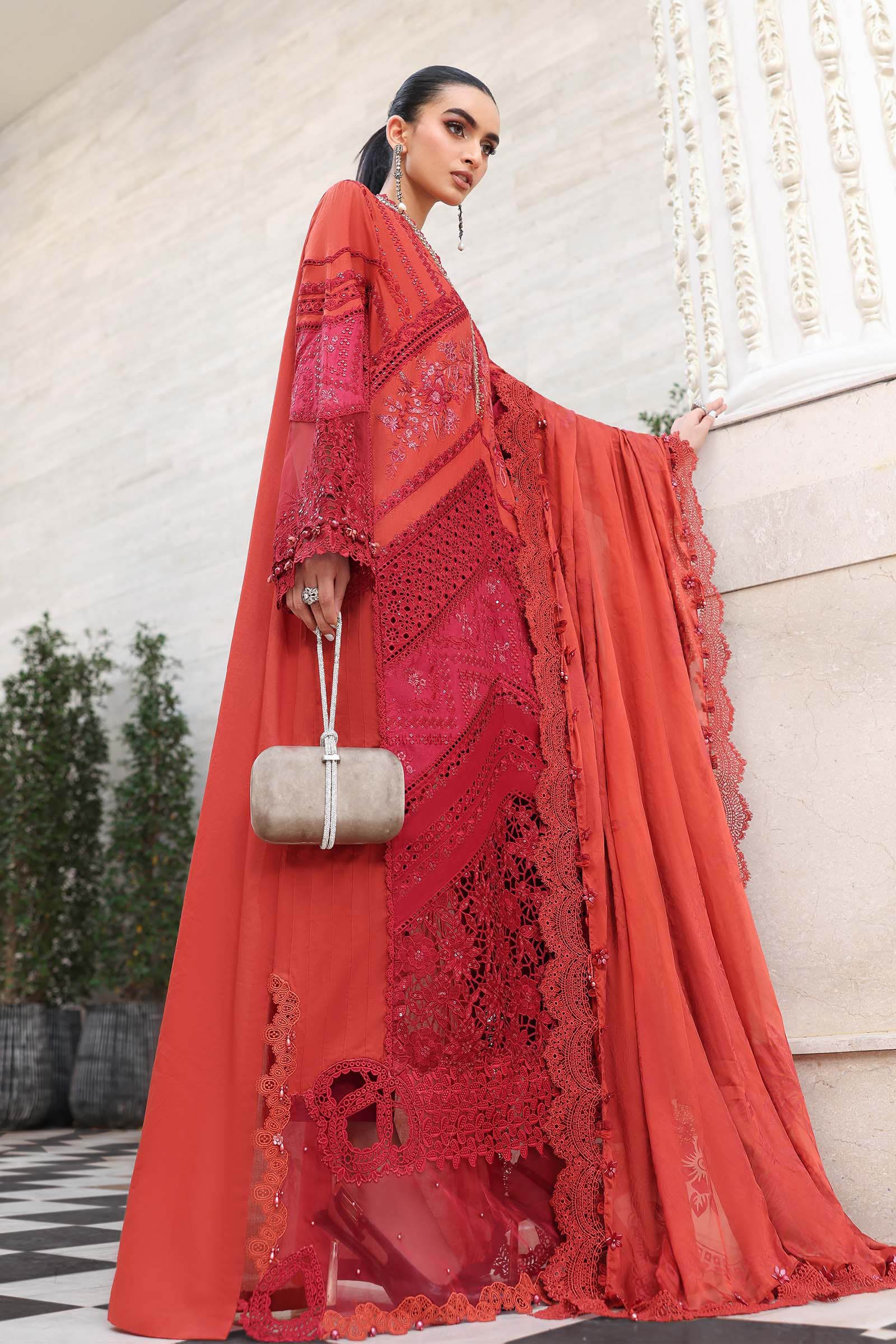 Maria.B Lawn - Tangerine pink