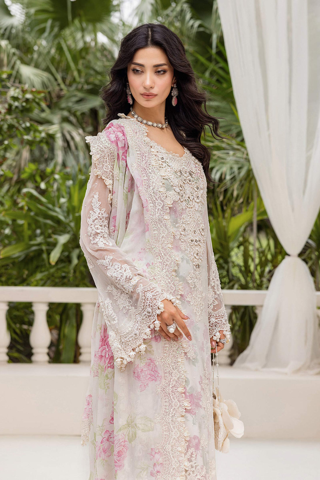 Maria.B chiffon- white Rose