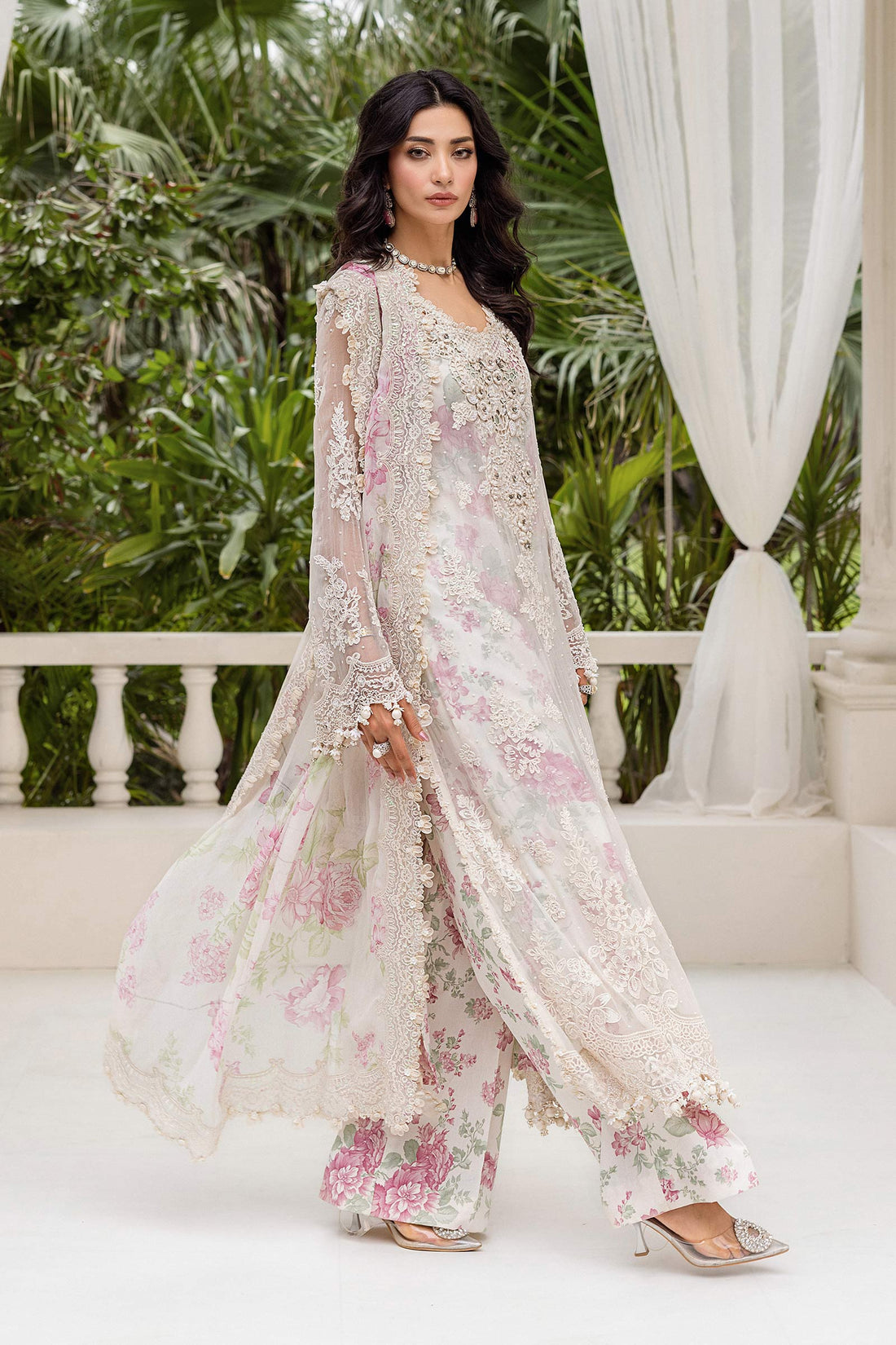 Maria.B chiffon- white Rose