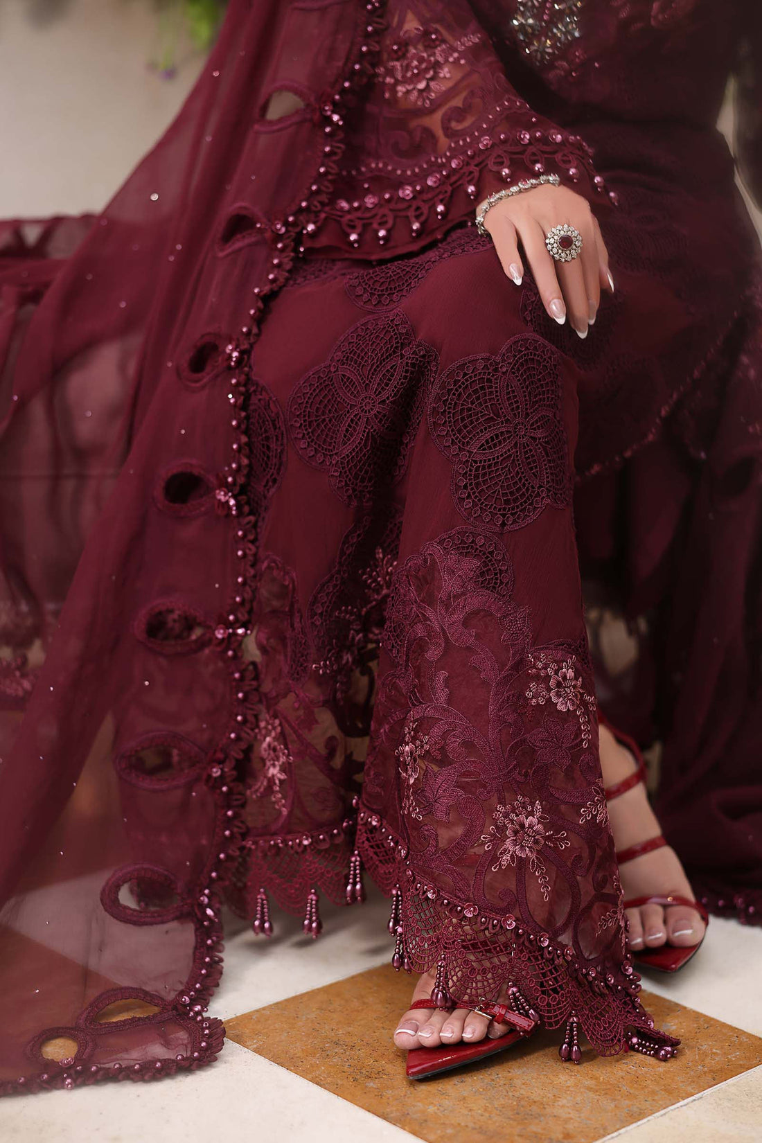 MariaB Chiffons - BURGENDY Red