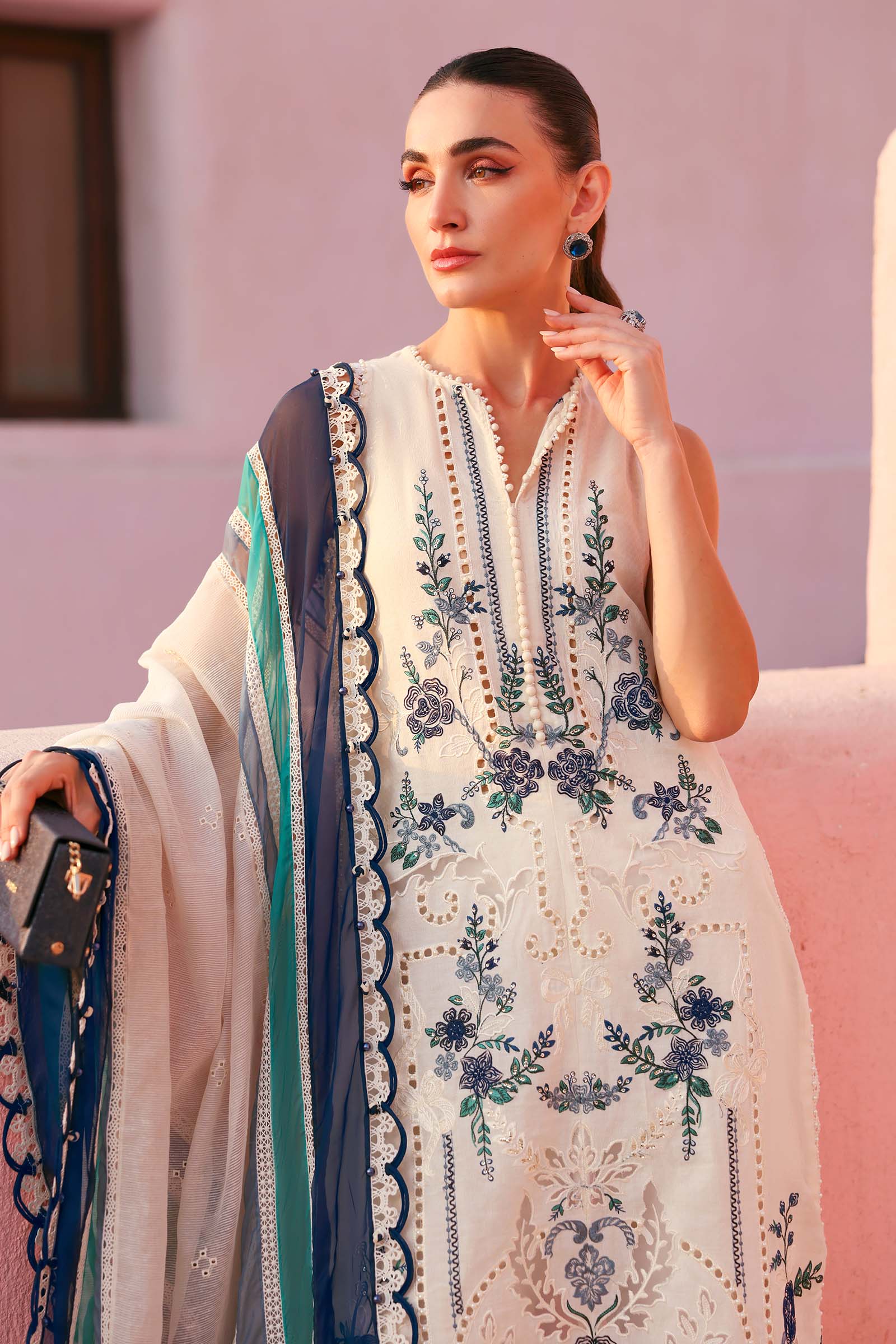 MARIAB - Lawn - IVORY BLUEBERRY