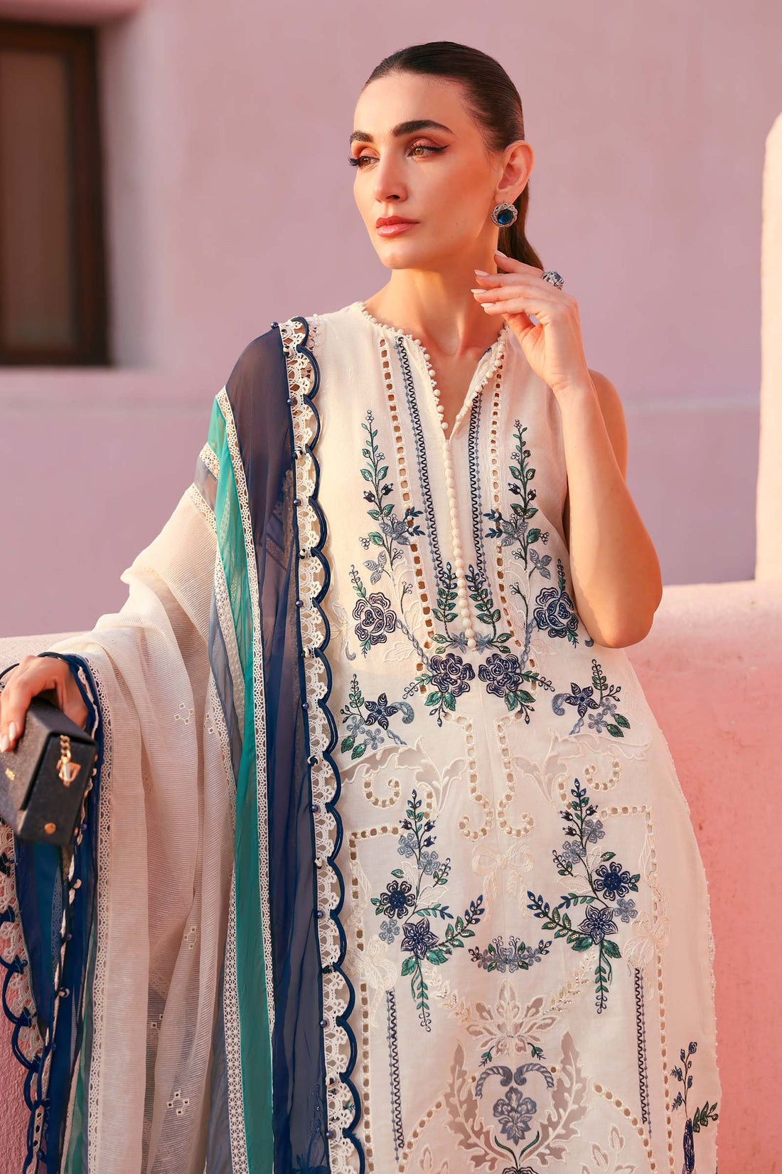 MARIAB - Lawn - IVORY BLUEBERRY